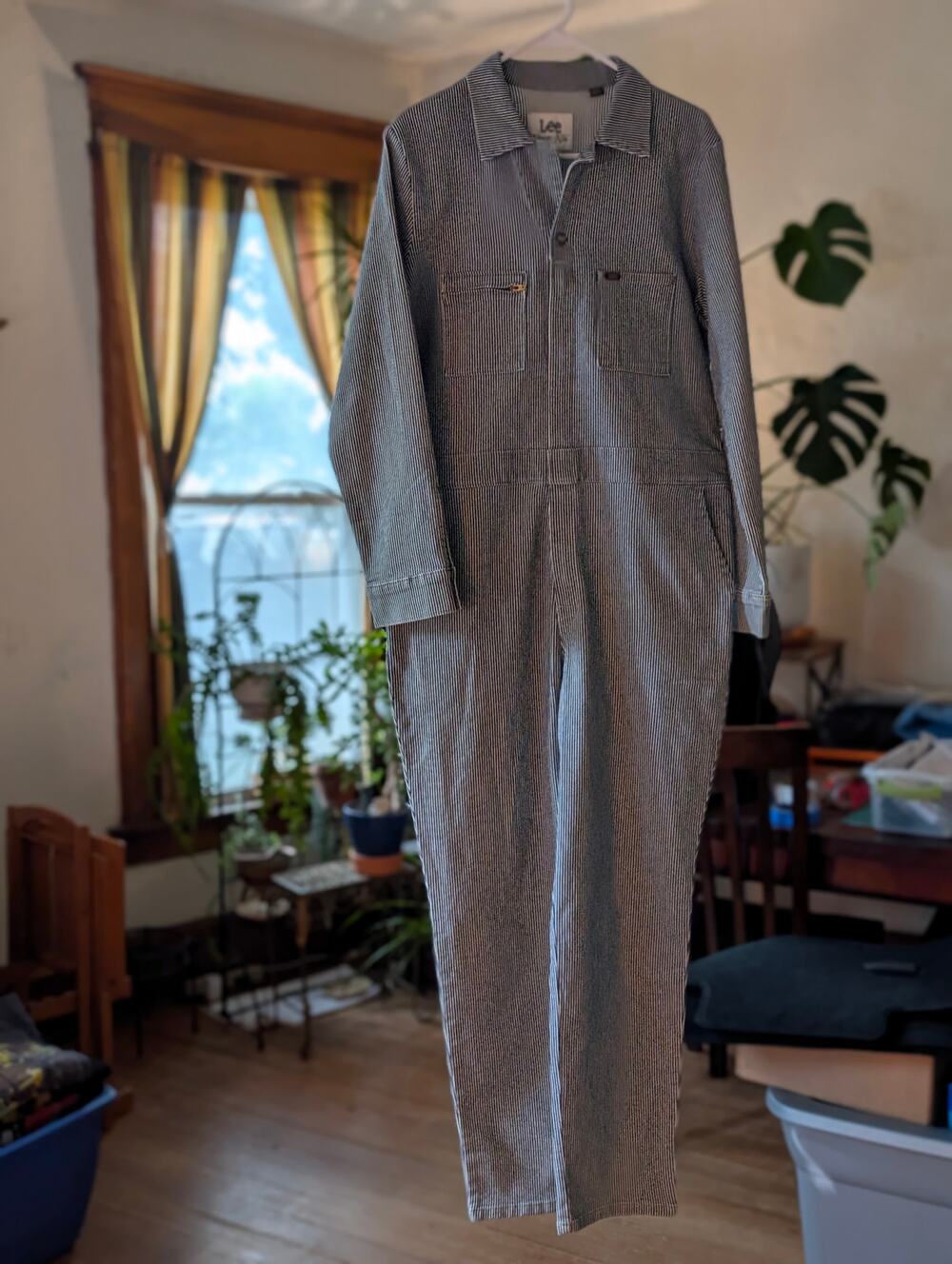 NWT Lee Union-Alls Hickory Stripe Denim Jumpsuit Boiler Suit Coveralls Women L